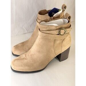 NEWSonoma Women Shoes  7.5 M Sonja Suede Booties Side Zip Ankle Heeled